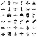 Military depot icons set, simple style Royalty Free Stock Photo