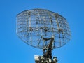 Military directional antenna on a blue sky. Royalty Free Stock Photo