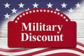 Military Discounts message on USA flag stars and stripes Royalty Free Stock Photo