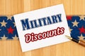 Military Discounts type message on a card