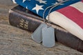 Military dog tags on Bible Royalty Free Stock Photo