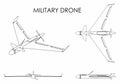 Military drone eagle. Outline only.