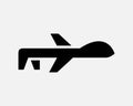 Military Drone Icon Remote Spy Plane Aircraft War Airplane Robot Black White Outline Shape Vector Clipart Artwork Sign Symbol