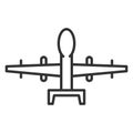 Military drone icon. Top view army aircraft. Flat style vector illustration isolated on white background Royalty Free Stock Photo