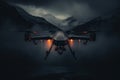 Military drone in operation featuring neural networks and advanced radar technology