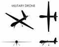 Military drone predator. Black fill. Royalty Free Stock Photo