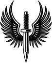 Military emblem of combat knife and wings