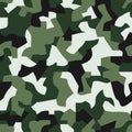 Military emerald green camouflage, war repeats texture. Camo pattern for army clothing, fabric hunting. Vector Royalty Free Stock Photo