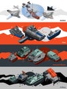 Military Equipment Banners Isometric Royalty Free Stock Photo