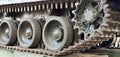 Military equipment caterpillar machine close-up, concept of peace or confrontation Royalty Free Stock Photo