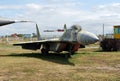 Military equipment costs under the open sky. Exhibit of the Technical museum K.G. Sakharova in the city of Togliatti.