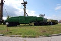 Military equipment costs under the open sky. Exhibit of the Technical museum K.G. Sakharova in the city of Togliatti.