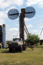 Military equipment costs under the open sky. Exhibit of the Technical museum K.G. Sakharova in the city of Togliatti.