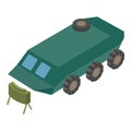 Military equipment icon isometric vector. Armored military vehicle and land mine