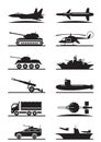 Military equipment icon set