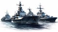 Military equipment, missiles launcher on the modern warship isolated background png