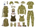 Military equipment for soldiers, clothes Royalty Free Stock Photo