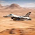 Military F16 fighter jet close up flying through the air. Fighter armed with rockets and missiles. Created with generative Ai Royalty Free Stock Photo