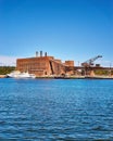 Military factory and boats in the port of PeenemÃÂ¼nde Royalty Free Stock Photo