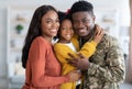 Military Family. Portrait Of African American Male Soldier With Wife And Daughter Royalty Free Stock Photo