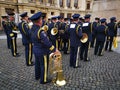 The military fanfare celebrates the monarchy day