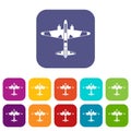 Military fighter aircraft icons set