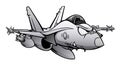Military Fighter Attack Jet Airplane Cartoon Isolated Vector Illustration Royalty Free Stock Photo