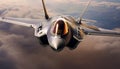 Military fighter jet close up flying through the air. Created with generative Ai Royalty Free Stock Photo