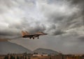 A military fighter jet made anding on the runway in Greece