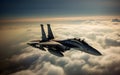 A military fighter jet soars in the sky, Generative AI