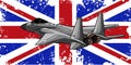 Military fighter jets with england flag vector illustration