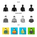 Military, fireman, artist, policeman.Profession set collection icons in black, flat, monochrome style vector symbol Royalty Free Stock Photo