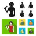 Military, fireman, artist, policeman.Profession set collection icons in black,flat style vector symbol stock Royalty Free Stock Photo