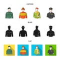 Military, fireman, artist, policeman.Profession set collection icons in cartoon,black,flat style vector symbol stock Royalty Free Stock Photo