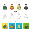 Military, fireman, artist, policeman.Profession set collection icons in cartoon,outline,flat style vector symbol stock Royalty Free Stock Photo