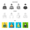 Military, fireman, artist, policeman.Profession set collection icons in flat,outline,monochrome style vector symbol Royalty Free Stock Photo