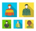 Military, fireman, artist, policeman.Profession set collection icons in flat style vector symbol stock illustration web. Royalty Free Stock Photo