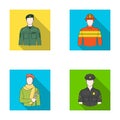 Military, fireman, artist, policeman.Profession set collection icons in flat style vector symbol stock illustration web. Royalty Free Stock Photo