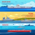 Military Fleet Horizontal Banners Royalty Free Stock Photo