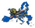 Military force, army or war conflict in the European Union concept. 3D rendering