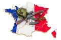 Military force, army or war conflict in France concept. 3D rendering