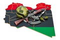 Military force, army or war conflict in Libya concept. 3D rendering