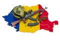 Military force, army or war conflict in Romania concept. 3D rendering