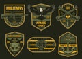 Military forces set label colorful
