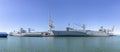 Military freighter MS Capella and Algol at the quay ready for loading  in San Francisco, California Royalty Free Stock Photo