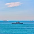 Military Frigate in the Sea
