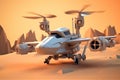 military future helicopter fighter attack concept 3d low poly illustration, generative AI