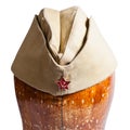 Military garrison cap with soviet red star sign Royalty Free Stock Photo