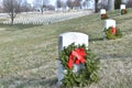 Wreath on a military grave in Jefferson Barracks National Cemetery St Louis Missouri Royalty Free Stock Photo