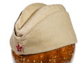 Military green garrison cap with soviet red star Royalty Free Stock Photo